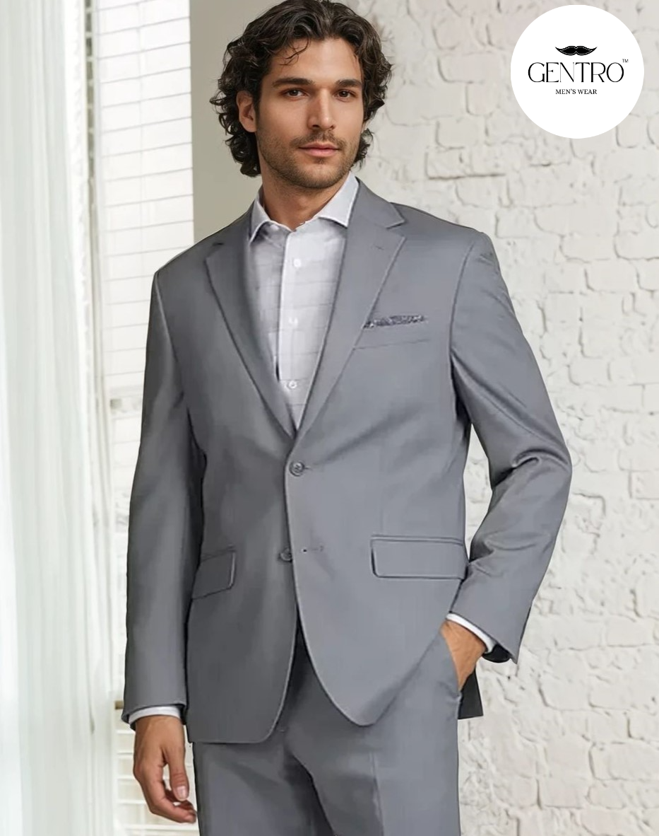 Men’s Grey 2-Piece Summer Suit – Lightweight Slim Fit Suit for Weddings, Business Events & Summer Formalwear