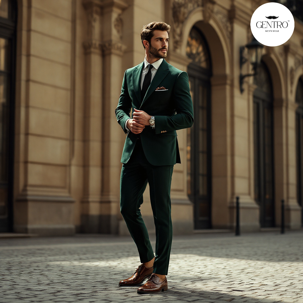 Men’s Emerald Green Slim-Fit Suit – Unique Formal Wedding & Prom Tuxedo | Stylish 2-Piece Outfit for Special Occasions