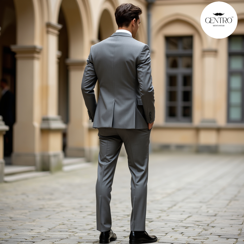 Classic Grey Men’s Suit – Slim Fit Groom & Office Wear | Elegant Formal 3-Piece Outfit