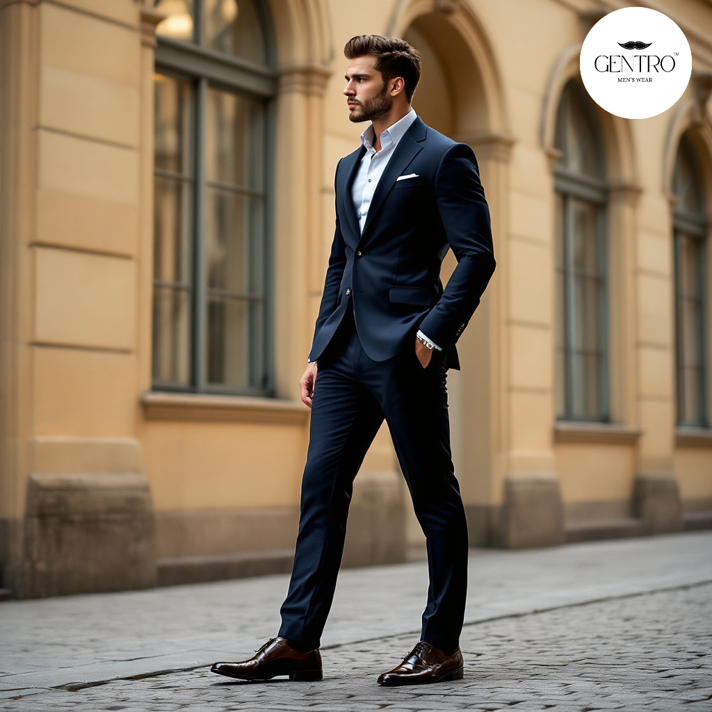 Royal Navy Men’s 2-Piece Slim-Fit Suit – Elegant Formal Tuxedo for Weddings, Business & Special Events
