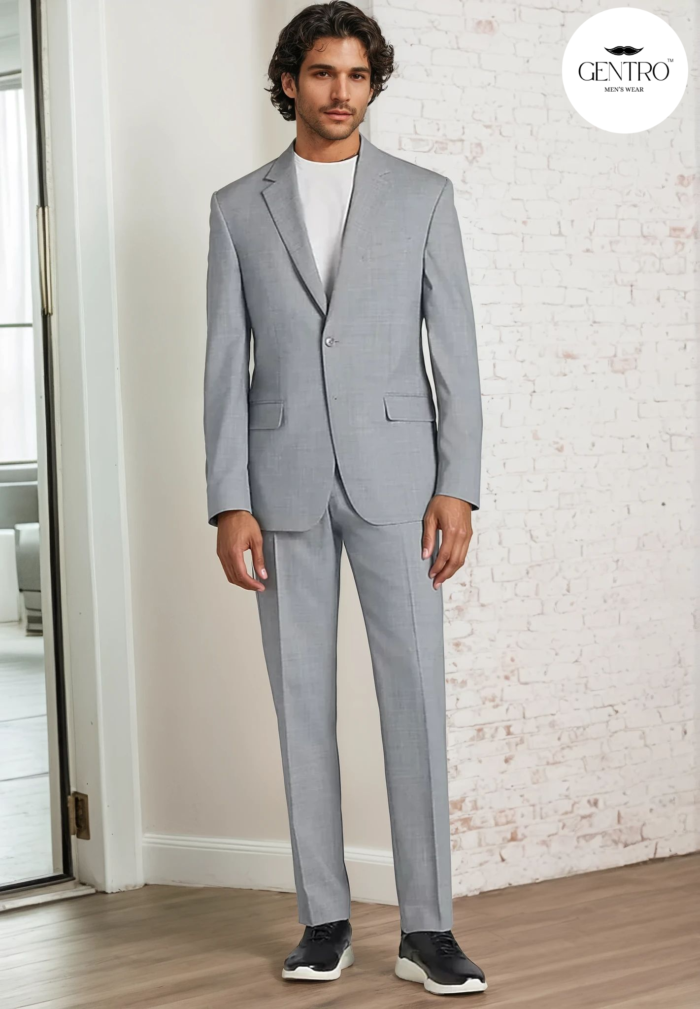 Men’s Light Grey 2-Piece Summer Suit – Lightweight Slim Fit Suit for Weddings, Business & Formal Daytime Wear