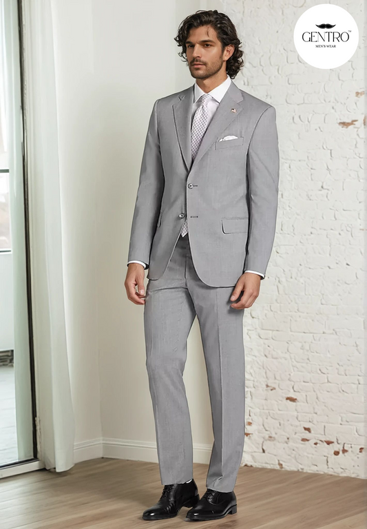 Men’s Light Grey 2-Piece Summer Suit – Lightweight Slim Fit Suit for Weddings, Business & Modern Day Events