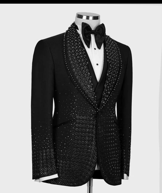 Men’s Black Tuxedo Suit – 2-Piece Classic Set with Satin Lapels