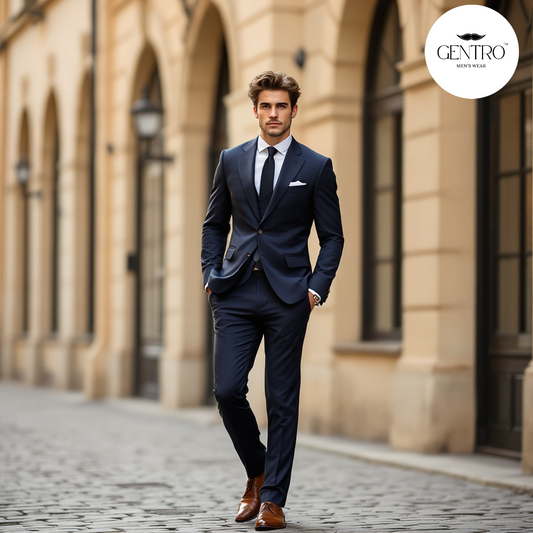 Royal Navy Men’s 2-Piece Slim-Fit Suit – Elegant Formal Tuxedo for Weddings, Business & Special Events