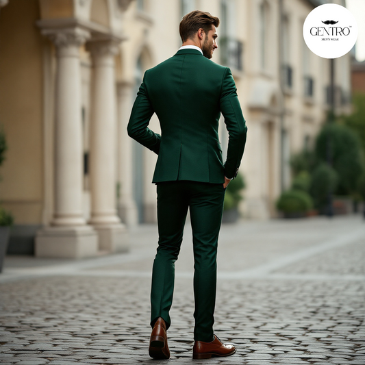 Men’s Emerald Green Slim-Fit Suit – Unique Formal Wedding & Prom Tuxedo | Stylish 2-Piece Outfit for Special Occasions