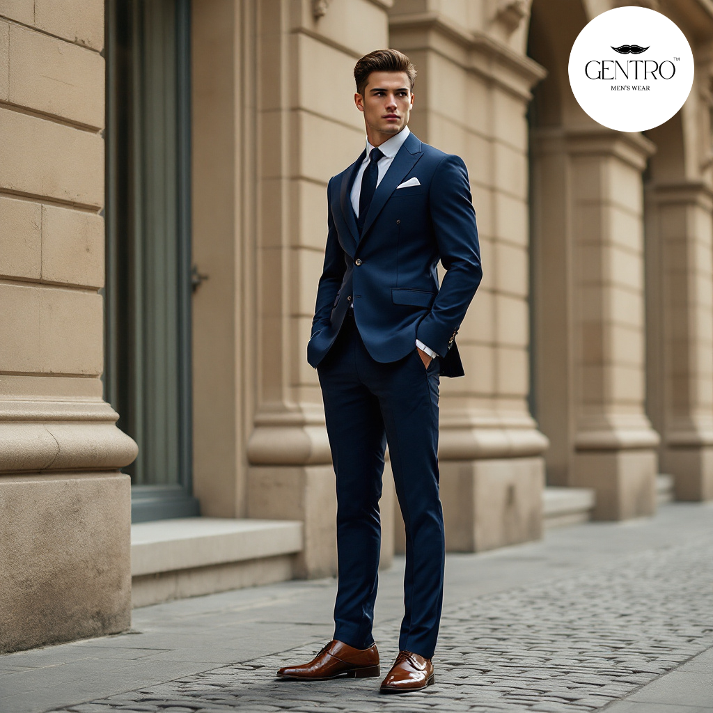 Royal Navy Men’s 2-Piece Slim-Fit Suit – Elegant Formal Tuxedo for Weddings, Business & Special Events