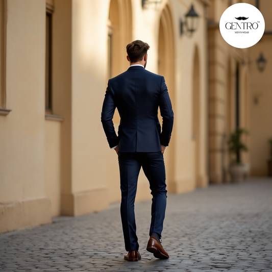 Royal Navy Men’s 2-Piece Slim-Fit Suit – Elegant Formal Tuxedo for Weddings, Business & Special Events