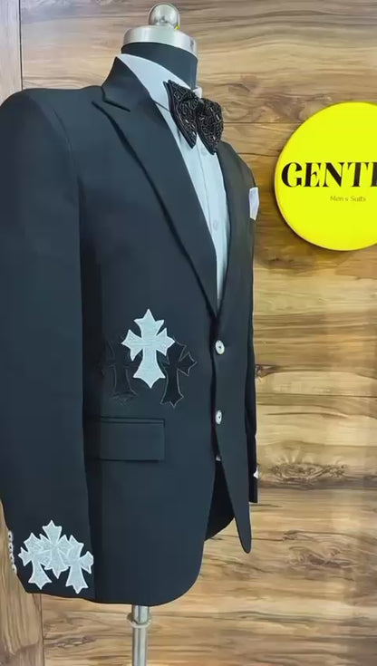 Men’s Black Tuxedo Suit – 2-Piece Classic Set with Satin Lapels